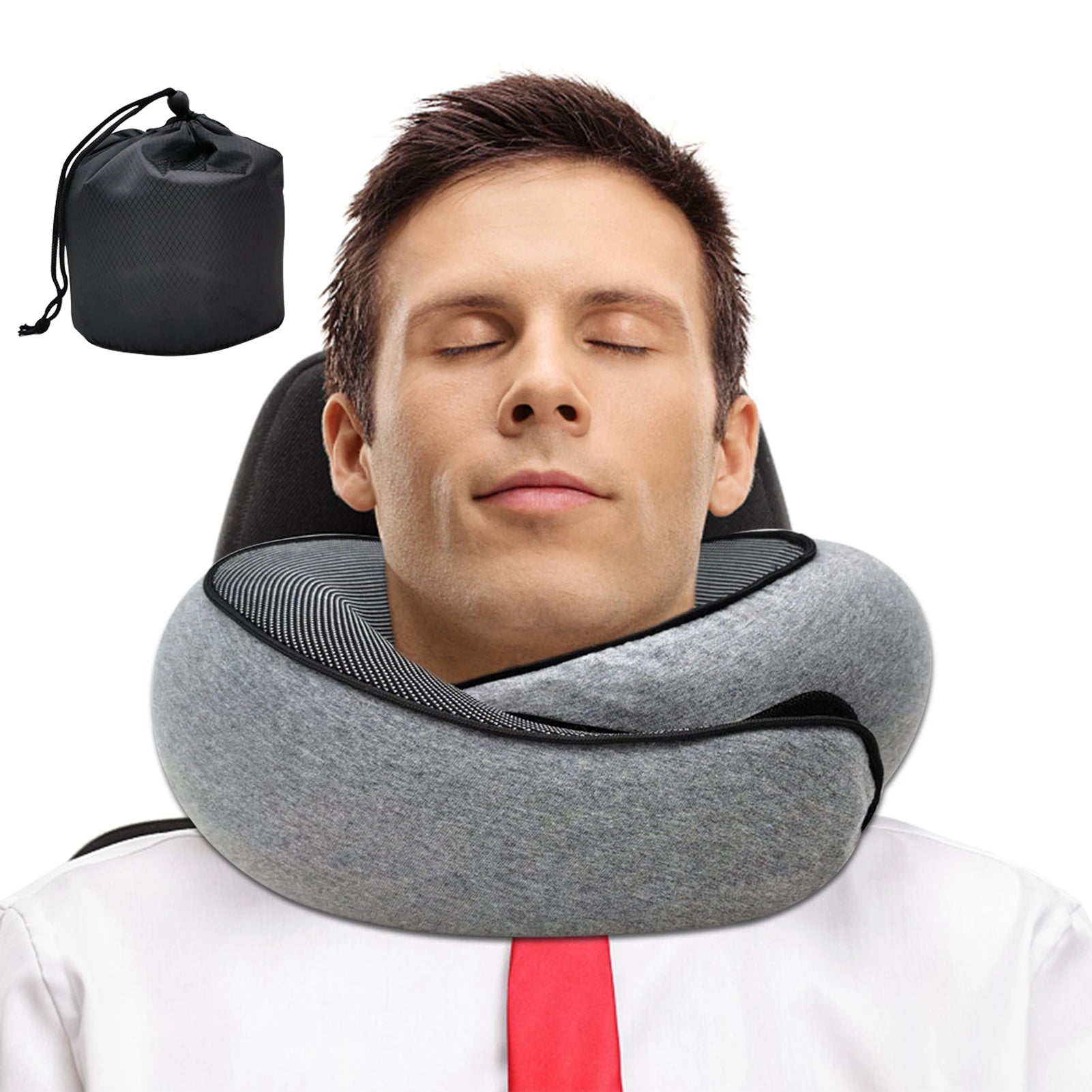 Travel Neck Pillow Memory Foam U-shaped Pillow Snail Style Travel Neck Support Portable Adjustable Soft Noon Break Sleep Pillows - Welfre.com