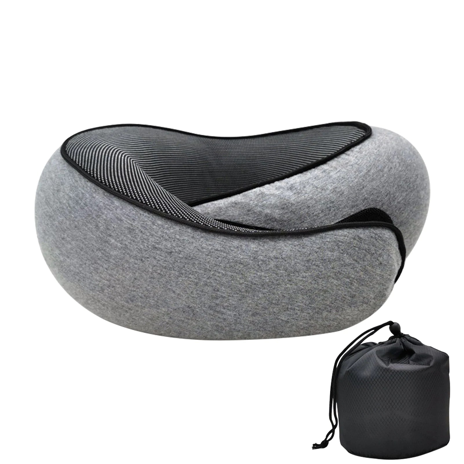 Travel Neck Pillow Memory Foam U-shaped Pillow Snail Style Travel Neck Support Portable Adjustable Soft Noon Break Sleep Pillows - Welfre.com