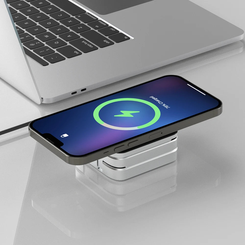 MagCHARGE HUB™  3 In 1 Foldable Magnetic Wireless Charger Stand For iPhone 15, 14, 13 Pro/Max/Plus, AirPods 3/2 Station Dock Fast Charger Holder - Welfre.com