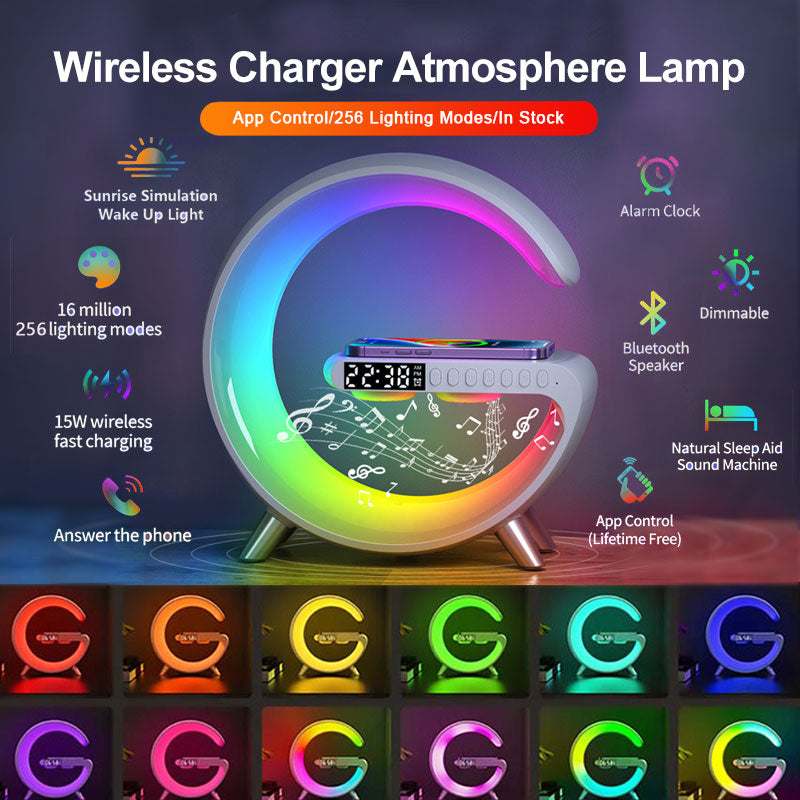 Intelligent Bluetooth Speaker Wireless Charger Atmosphere Lamp - Welfre.com